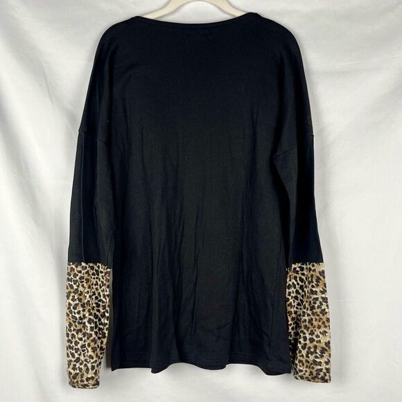 Pogtmm Women’s Long Sleeve Leopard Animal Print Tee Shirt Large - Picture 3 of 9